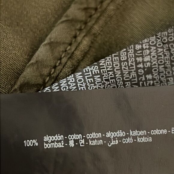 Zara Unisex Relaxed Fit Olive Green Frayed Hem‎ 100% Cottage Jacket Size M - Picture 12 of 13
